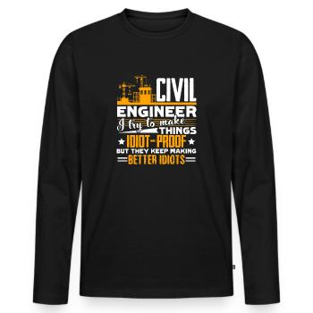 Civil Engineer Funny Civil Engineer - Men's Premium Organic Long Sleeve Shirt - black - Front - Nico (187cm)