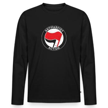 Drapeau antifasciste antifa - antiracisme antifasciste - T-shirt manches longues Premium bio Homme - noir - Devant - Nico (187cm)