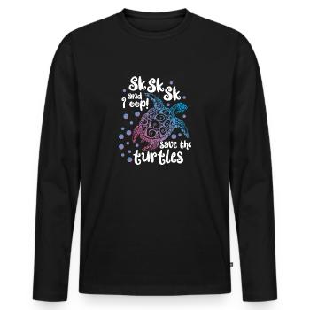 SkSkSk and I oop! Save turtles | Protect Animals - Männer Premium Bio Langarmshirt - Schwarz - Vorne - Nico (187cm)