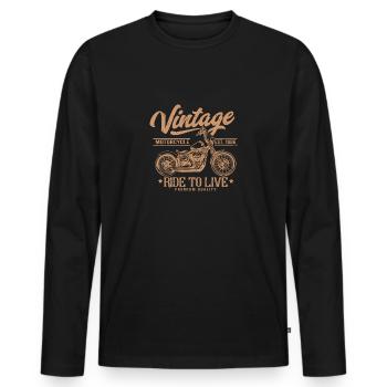 Vintage motorcycle motorcyclist - Men's Premium Organic Long Sleeve Shirt - black - Front - Nico (187cm)