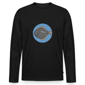 Plattfisch Scholle Flunder Klische Brandungsangeln - Männer Premium Bio Langarmshirt - Schwarz - Vorne - Nico (187cm)