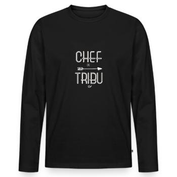 Chief Mother Of Tribe - Men's Premium Organic Long Sleeve Shirt - black - Front - Nico (187cm)