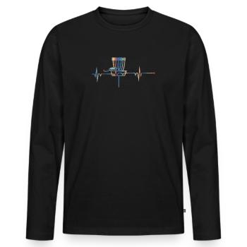 Love Disc Golf Vintage Style Golf Gift Idea print - T-shirt manches longues Premium bio Homme - noir - Devant - Nico (187cm)
