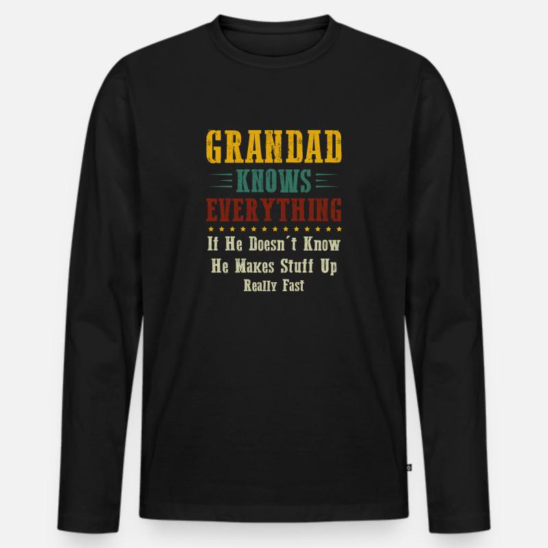 Opa weiß alles - Männer Premium Bio Langarmshirt - Schwarz
