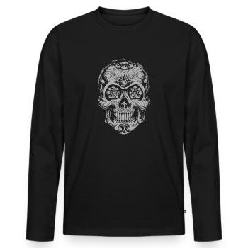 Crâne crâne crâne tête squelette crâne - T-shirt manches longues Premium bio Homme - noir - Devant - Nico (187cm)