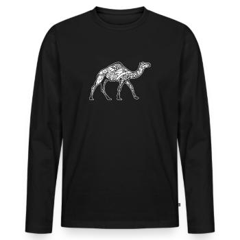 Kamel Kamel Blumenmuster - Männer Premium Bio Langarmshirt - Schwarz - Vorne - Nico (187cm)