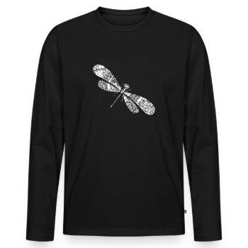 Libelle Libelle Blumenmuster - Männer Premium Bio Langarmshirt - Schwarz - Vorne - Nico (187cm)