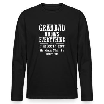 Grandad Knows Everything - Men's Premium Organic Long Sleeve Shirt - black - Front - Nico (187cm)