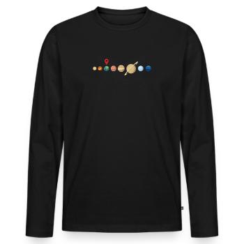 Vous êtes ici - cadeau ringard et geek - T-shirt manches longues Premium bio Homme - noir - Devant - Nico (187cm)