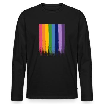 Arc-en-ciel drapeau LGBT - T-shirt manches longues Premium bio Homme - noir - Devant - Nico (187cm)