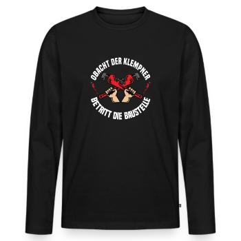 Klempner Handwerker Spengler Baustelle Geschenke - Männer Premium Bio Langarmshirt - Schwarz - Vorne - Nico (187cm)