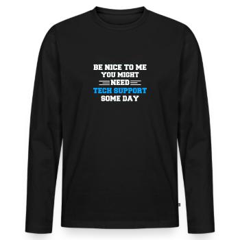 Administrateur admin dictons administrateur système - T-shirt manches longues Premium bio Homme - noir - Devant - Nico (187cm)