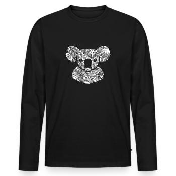 Koala Koala Blumenmuster - Männer Premium Bio Langarmshirt - Schwarz - Vorne - Nico (187cm)