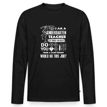 Enseignante de maternelle Je suis enseignante de maternelle - T-shirt manches longues Premium bio Homme - noir - Devant - Nico (187cm)