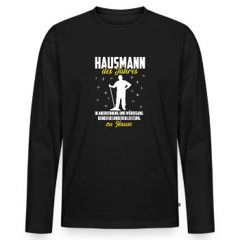 Hausmann des Jahres Geschenk Spruch - Männer Premium Bio Langarmshirt - Schwarz - Vorne - Nico (187cm)