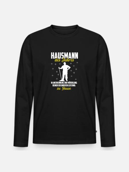 Hausmann des Jahres Geschenk Spruch - Männer Premium Bio Langarmshirt - Schwarz