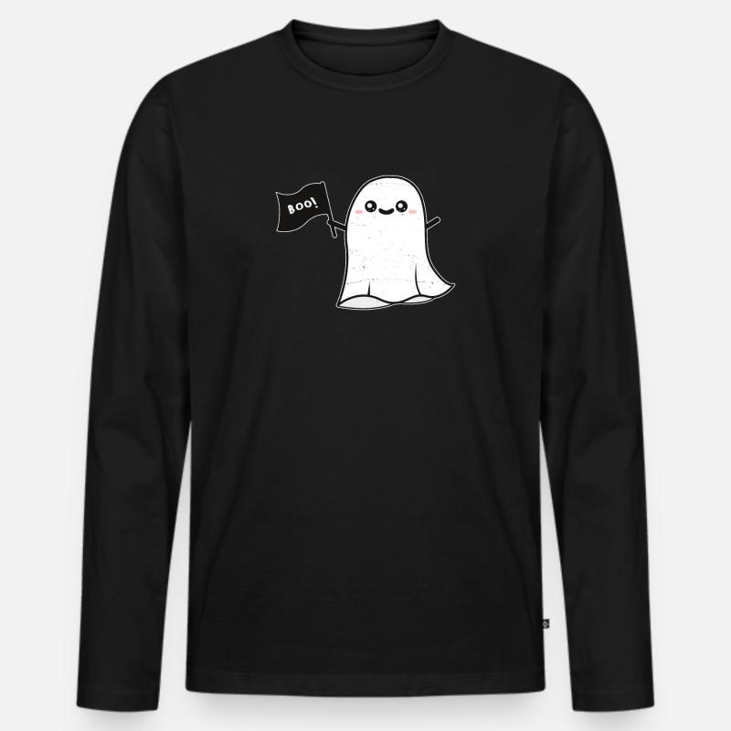 Geist Buh - Männer Premium Bio Langarmshirt - Schwarz
