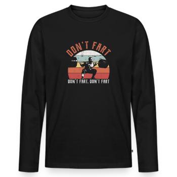 Furz Workout Design, Fitness Geschenk, Fitnessstudio - Männer Premium Bio Langarmshirt - Schwarz - Vorne - Nico (187cm)