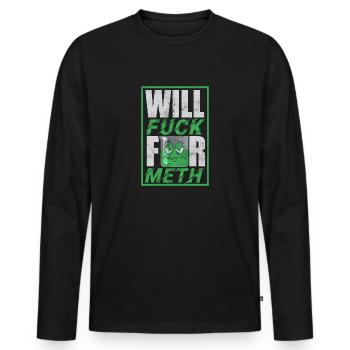 Drôle de meth design - T-shirt manches longues Premium bio Homme - noir - Devant - Nico (187cm)