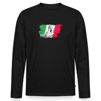 Drapeau italien avec capisci de geste de la main typique? - T-shirt manches longues Premium bio Homme - noir - Devant - Nico (187cm)