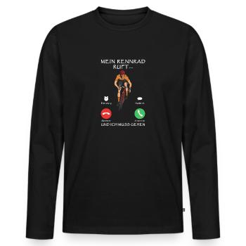 Mein Rennrad Ruft Und Ich Muss Gehen - Männer Premium Bio Langarmshirt - Schwarz - Vorne - Nico (187cm)
