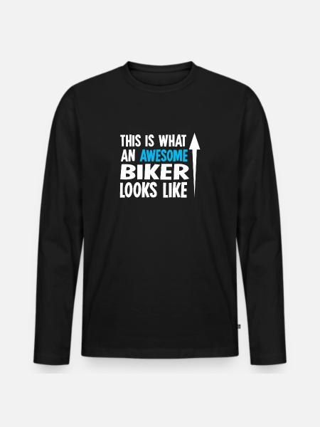 Biker bike biker motorcycle chopper motorcycle - Premium økologisk langærmet T-shirt til mænd - sort