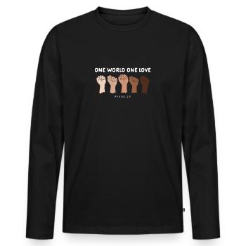 Contre le racisme - One Love - T-shirt manches longues Premium bio Homme - noir - Devant - Nico (187cm)