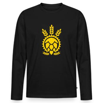 Craft beer crest - beer brewing - home brewer - Men's Premium Organic Long Sleeve Shirt - black - Front - Nico (187cm)
