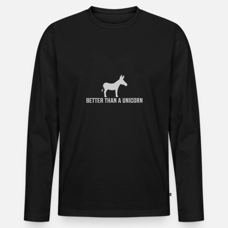 Esel Niedlich Einhorn - Männer Premium Bio Langarmshirt - Schwarz