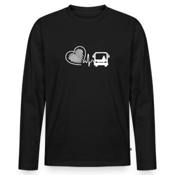 Bus Driver Bus Driver Heartbeat - Men's Premium Organic Long Sleeve Shirt - black - Front - Nico (187cm)