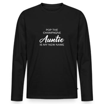 Tante, cadeau de tante, cadeaux de tante, cadeau pour tante, tante - T-shirt manches longues Premium bio Homme - noir - Devant - Nico (187cm)