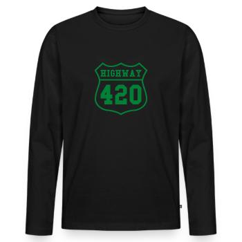 Highway 420 - Männer Premium Bio Langarmshirt - Schwarz - Vorne - Nico (187cm)