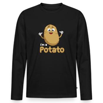 Ich bin ein Kartoffeldesign, Pommes Frites Design, Kartoffel - Männer Premium Bio Langarmshirt - Schwarz - Vorne - Nico (187cm)
