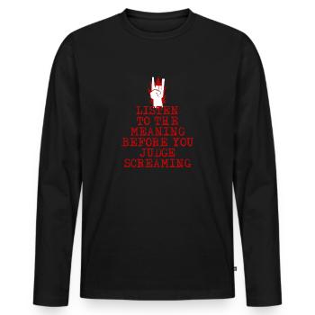Heavy metal screaming - Men's Premium Organic Long Sleeve Shirt - black - Front - Nico (187cm)