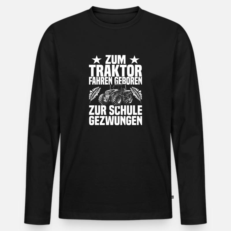 Traktor Schule Landwirt Bauer Farm Geschenk - Männer Premium Bio Langarmshirt - Schwarz