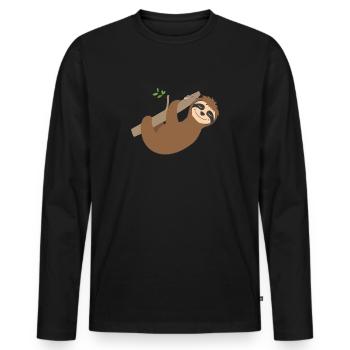Lustiges Faultier Müdes Faultier Faultier Modus - Männer Premium Bio Langarmshirt - Schwarz - Vorne - Nico (187cm)