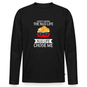 Drôle de pépite, Nug Life, Impression de pépite de poulet - T-shirt manches longues Premium bio Homme - noir - Devant - Nico (187cm)