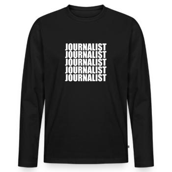 journalist - Men's Premium Organic Long Sleeve Shirt - black - Front - Nico (187cm)