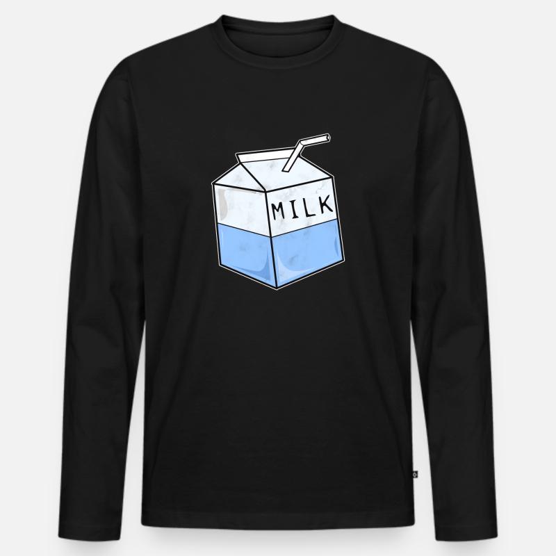 Milch Milchpackung - Männer Premium Bio Langarmshirt - Schwarz