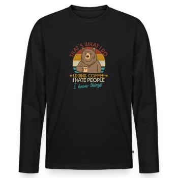 C’est quoi, ce que je vais boire - T-shirt manches longues Premium bio Homme - noir - Devant - Nico (187cm)