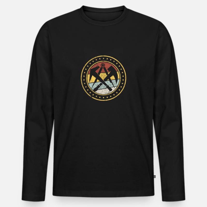 Dachdecker Symbol Geschenk - Männer Premium Bio Langarmshirt - Schwarz