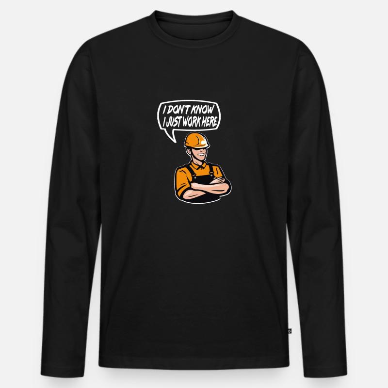 Bauarbeiter Baustellen Design - Männer Premium Bio Langarmshirt - Schwarz