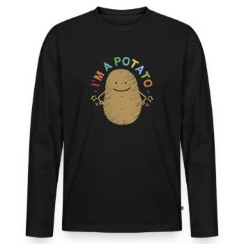 Ich bin ein Kartoffeldesign, Pommes Frites Design, Kartoffel - Männer Premium Bio Langarmshirt - Schwarz - Vorne - Nico (187cm)