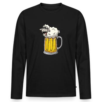 Bière et mouton - T-shirt manches longues Premium bio Homme - noir - Devant - Nico (187cm)