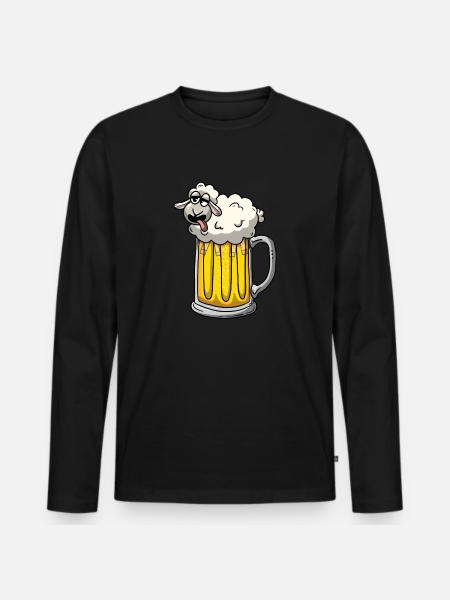 Beer and sheep - Men's Premium Organic Long Sleeve Shirt - black