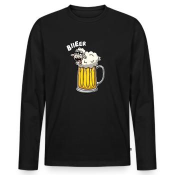 Schaf im Bier - Männer Premium Bio Langarmshirt - Schwarz - Vorne - Nico (187cm)