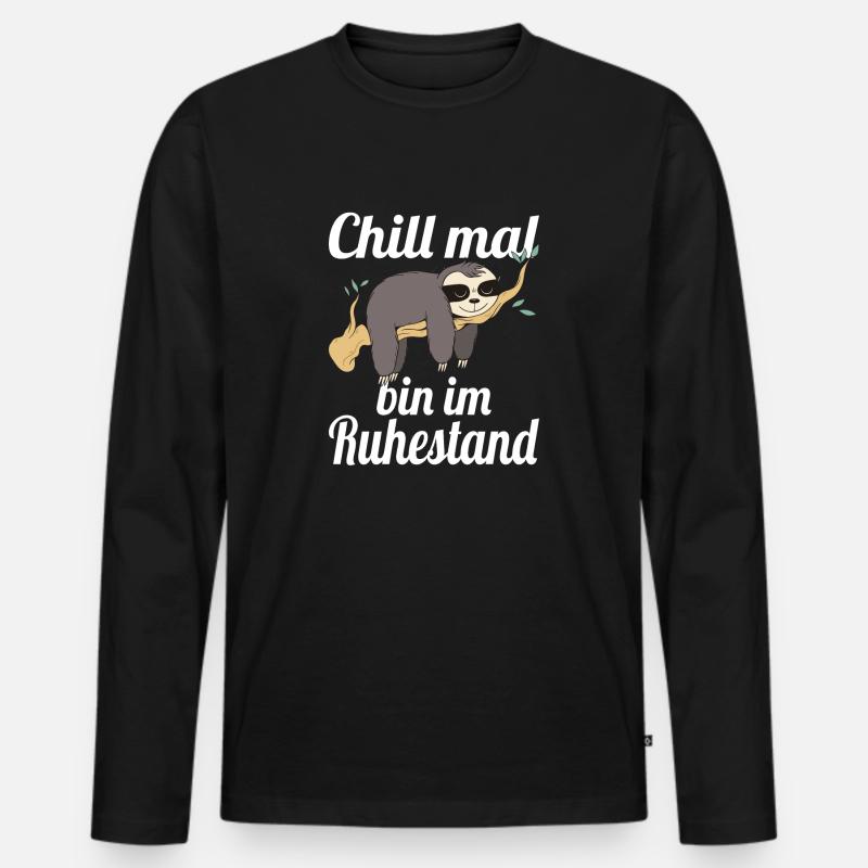 Faultier Ruhestand Rente Chillen Schlafen Geschenk - Männer Premium Bio Langarmshirt - Schwarz