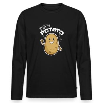 Ich bin ein Kartoffeldesign, Pommes Frites Design, Kartoffel - Männer Premium Bio Langarmshirt - Schwarz - Vorne - Nico (187cm)