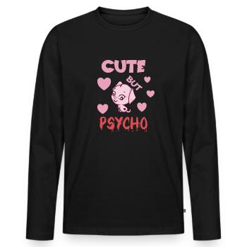 Mignon mais psychopathe - T-shirt manches longues Premium bio Homme - noir - Devant - Nico (187cm)