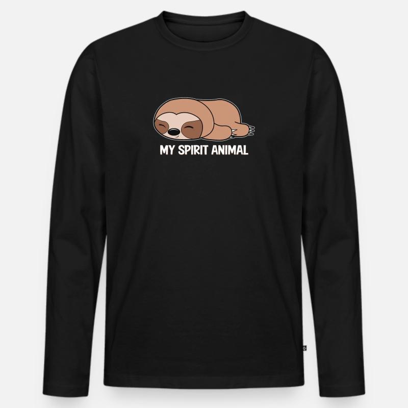 Faultier Lieblingstier - Männer Premium Bio Langarmshirt - Schwarz